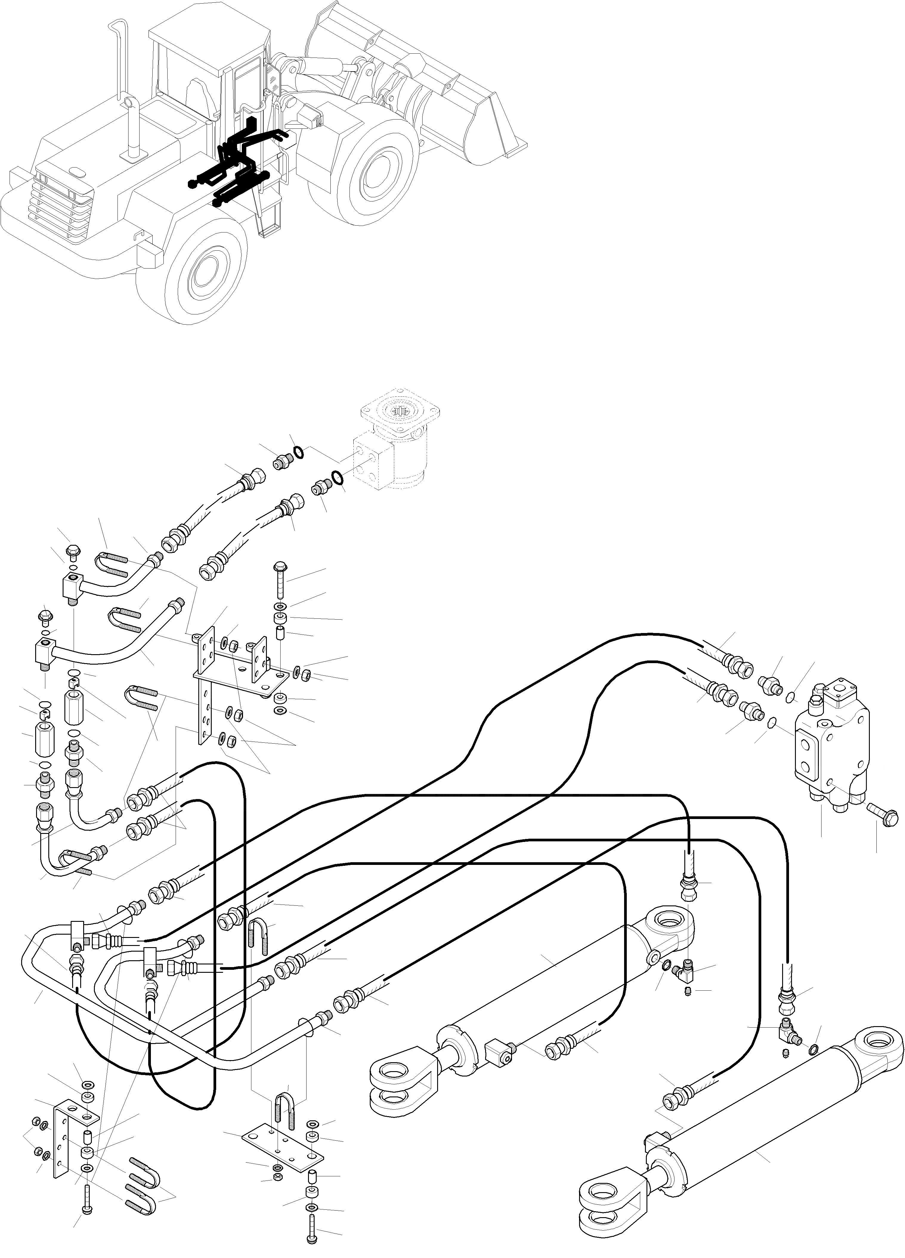Схема запчастей Komatsu WA320-3 active - ЦИЛИНДР РУЛЕВ. УПР-Я И ТРУБЫS 7 РУЛЕВ. УПРАВЛЕНИЕ