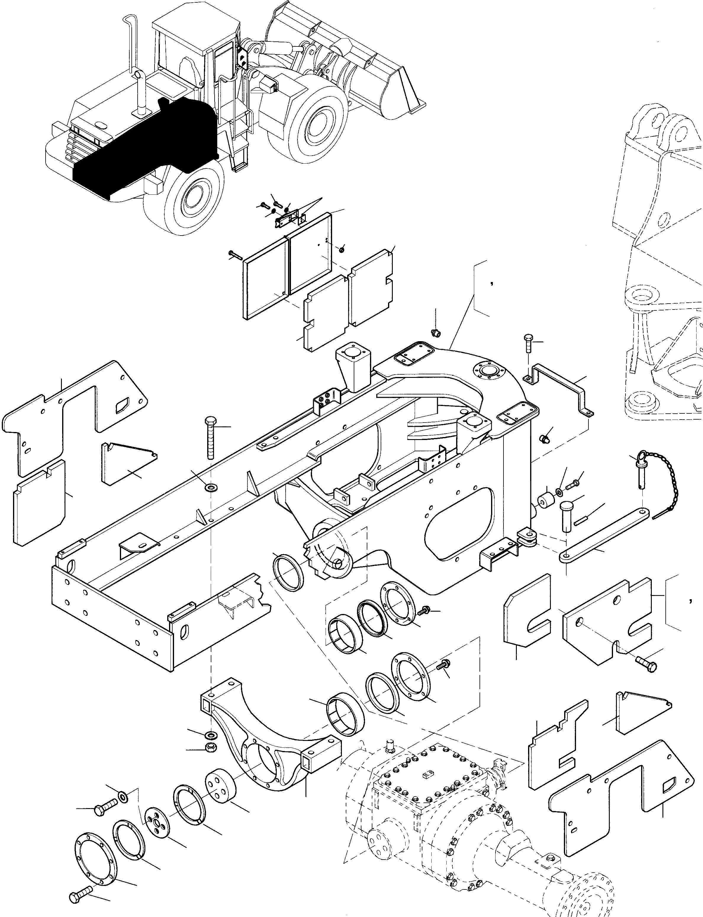 Схема запчастей Komatsu WA320-3 active - ЗАДН. РАМА РАМА