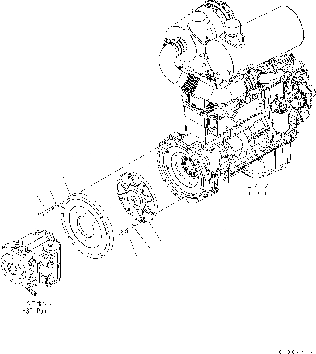 Схема запчастей Komatsu WA320-5 - ДЕМПФЕР B КОМПОНЕНТЫ ДВИГАТЕЛЯ