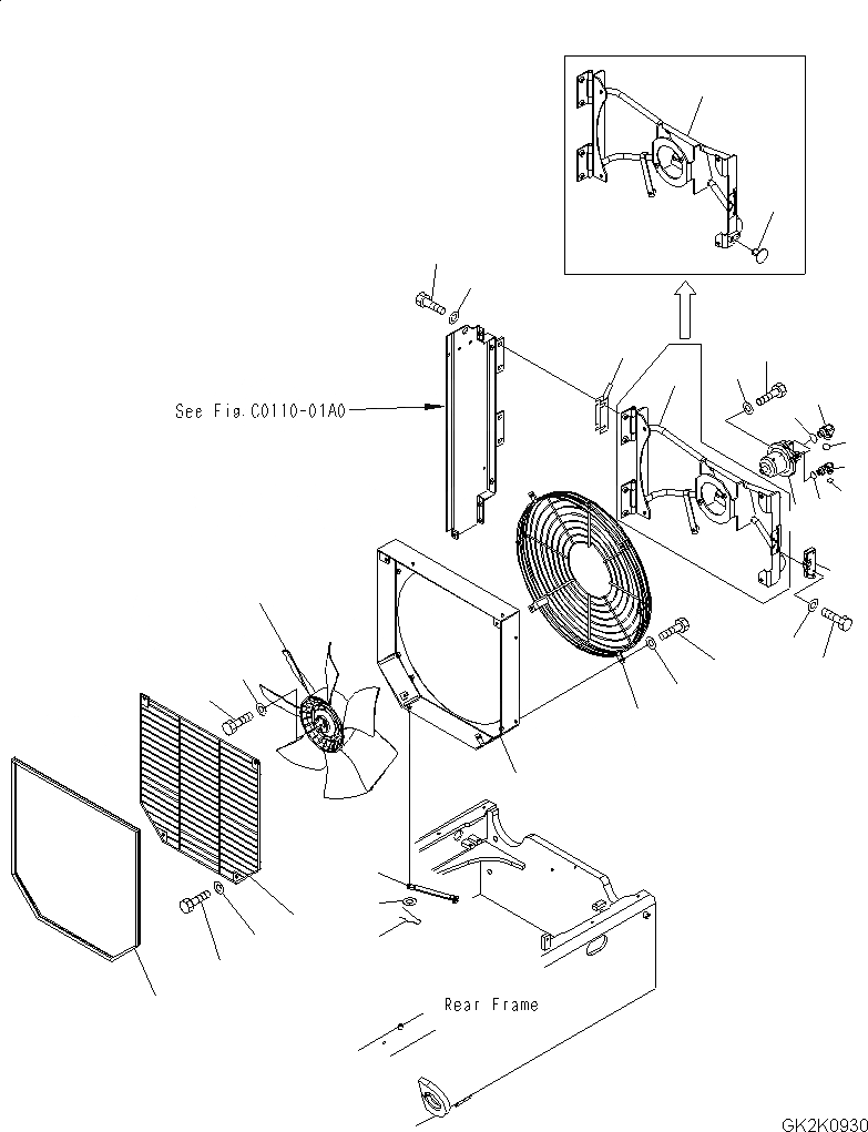 Схема запчастей Komatsu WA320-5 - РАДИАТОР (STD) (ПРИВОД ВЕНТИЛЯТОРА) C СИСТЕМА ОХЛАЖДЕНИЯ