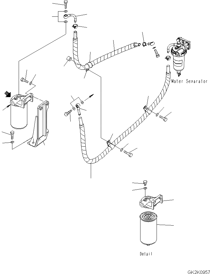 Схема запчастей Komatsu WA320-5 - ДОПОЛН. ТОПЛИВН. ФИЛЬТР. D ТОПЛИВН. СИСТЕМА