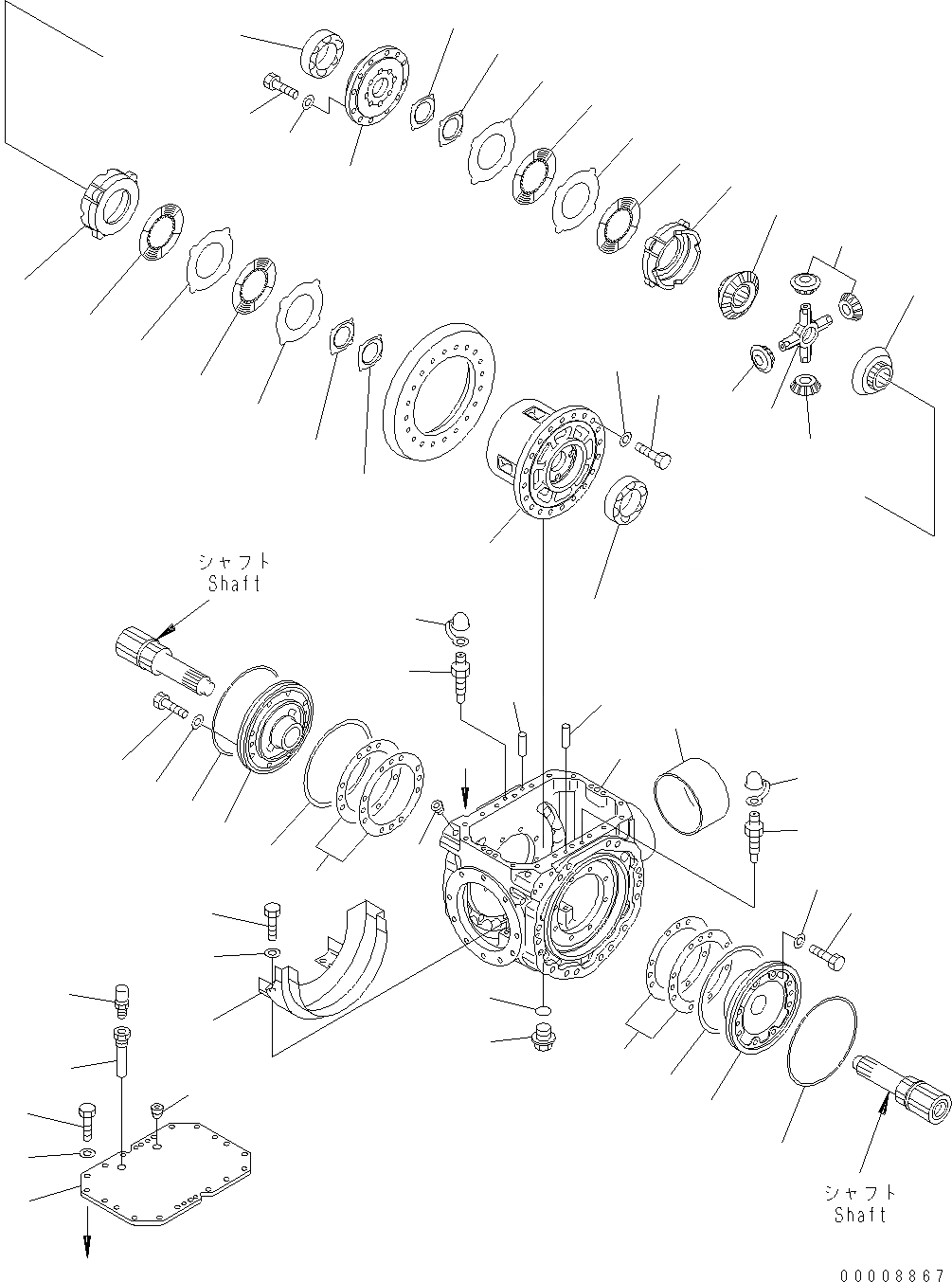 Схема запчастей Komatsu WA320-5 - ЗАДН. МОСТ (ДИФФЕРЕНЦ. /) (САМОБЛОКИР. ДИФФЕРЕНЦ.) F POWER TRANSMITTING СИСТЕМА
