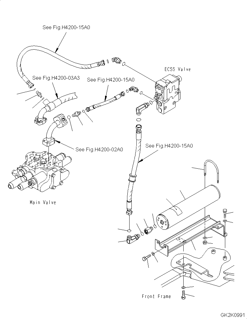 Схема запчастей Komatsu WA320-5 - ГИДРОЛИНИЯ (E.C.S.S АККУМУЛЯТОР) H ГИДРАВЛИКА