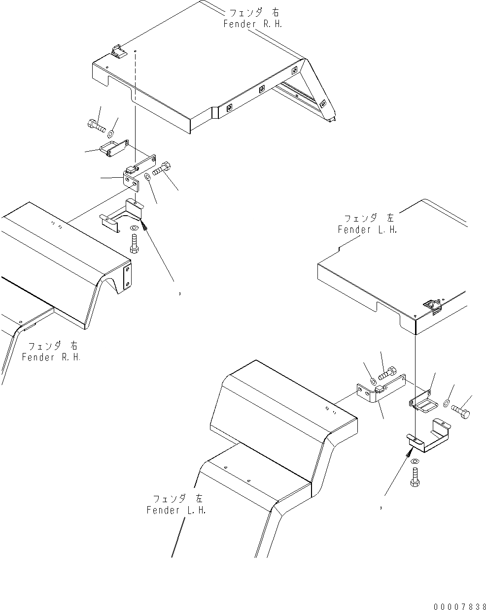 Схема запчастей Komatsu WA320-5 - ЗАДН. КРЫЛО (КРЮК И DOVE TAIL) (С ЗАДН. ПОЛН. КРЫЛО) M ЧАСТИ КОРПУСАS И КРЫШКИ