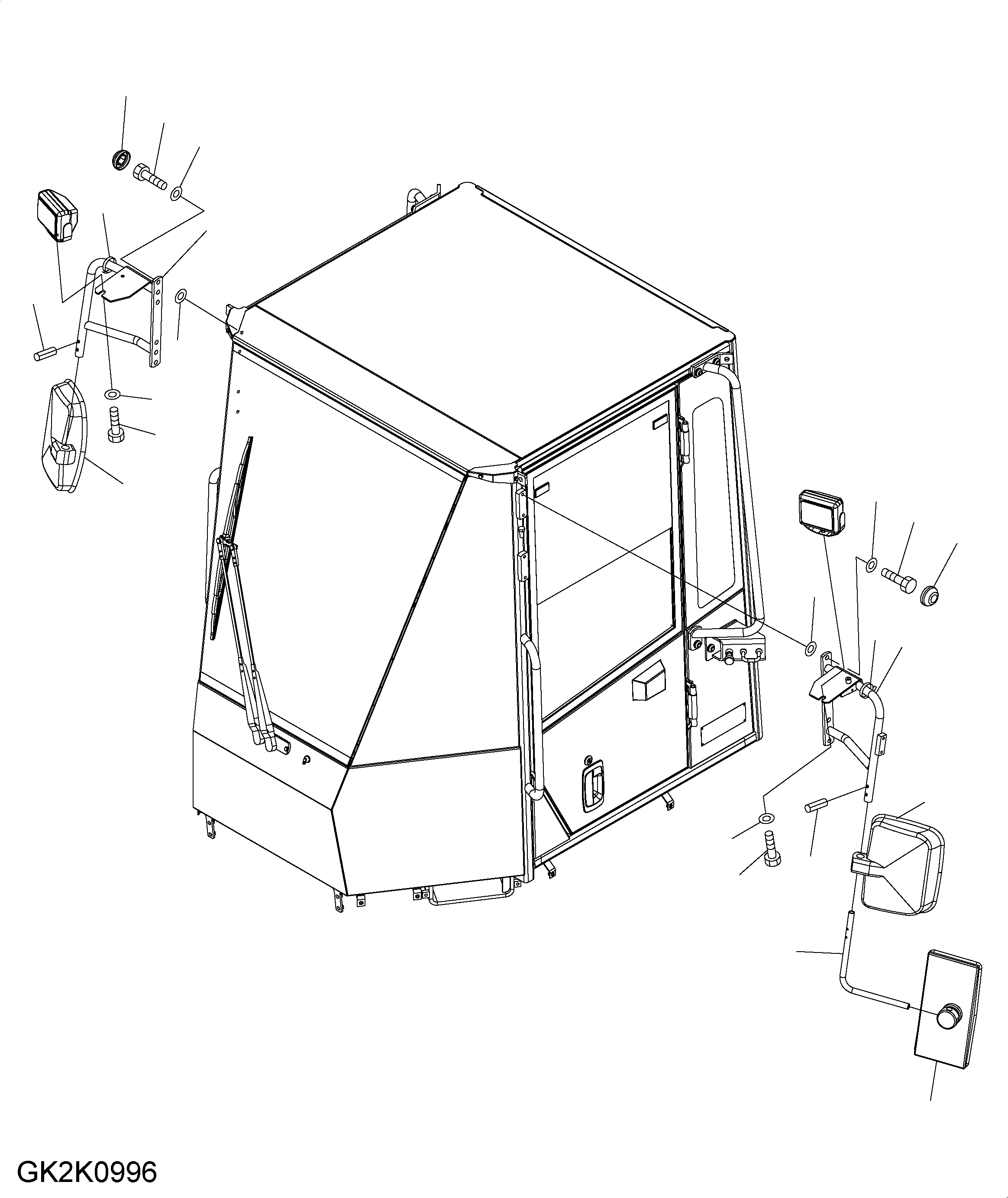 Схема запчастей Komatsu WA320-5 - ЗЕРКАЛА(SN H - H9) M ЧАСТИ КОРПУСАS И КРЫШКИ