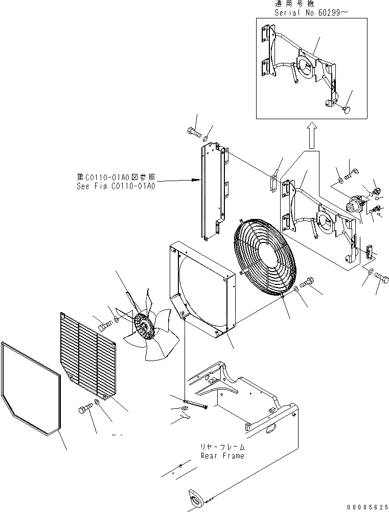 Схема запчастей Komatsu WA320L-5 - РАДИАТОР (ПРИВОД ВЕНТИЛЯТОРА)(№-) СИСТЕМА ОХЛАЖДЕНИЯ