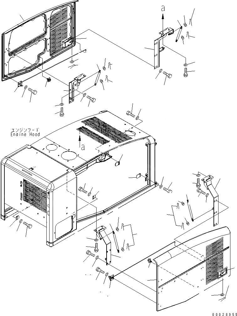 Схема запчастей Komatsu WA320L-5 - КАПОТ (ДВЕРЬ) (ДЛЯ ПОЛН. КРЫЛО) ЧАСТИ КОРПУСА