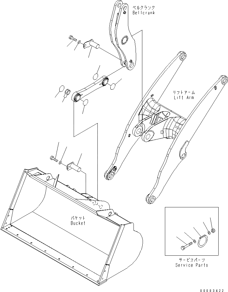 Схема запчастей Komatsu WA320PZ-6 - РУКОЯТЬ И BELL CRANK (ДЛЯ СЕВ. АМЕРИКИ) (ЭЛЕМЕНТЫ КРЕПЛЕНИЯ)(№7-) РАБОЧЕЕ ОБОРУДОВАНИЕ