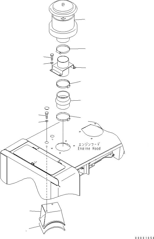 Схема запчастей Komatsu WA320PZ-6 - КАПОТ (ПРЕФИЛЬТР)(№7-) ЧАСТИ КОРПУСА