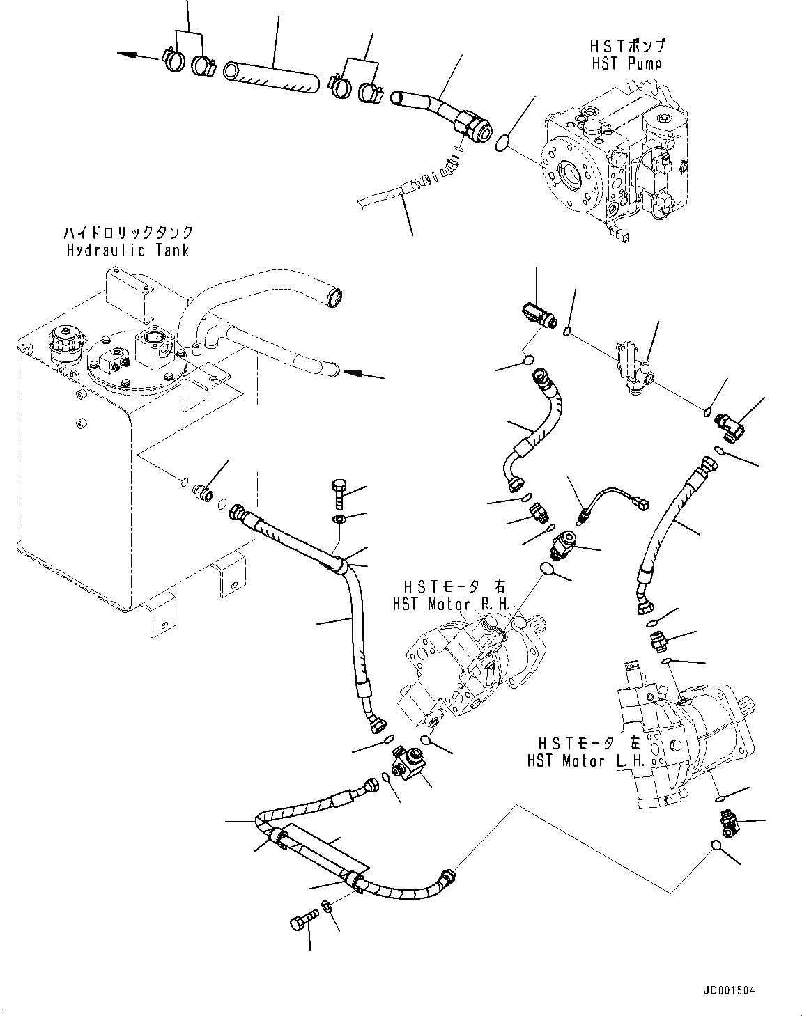 Схема запчастей Komatsu WA320PZ-6 - HYDROSTATIC ТРАНСМИССИЯ (HST) (МАСЛОПРОВОДЯЩАЯ ЛИНИЯ) (ПОДАЧА ТРУБЫ) F ТРАНСМИССИЯ