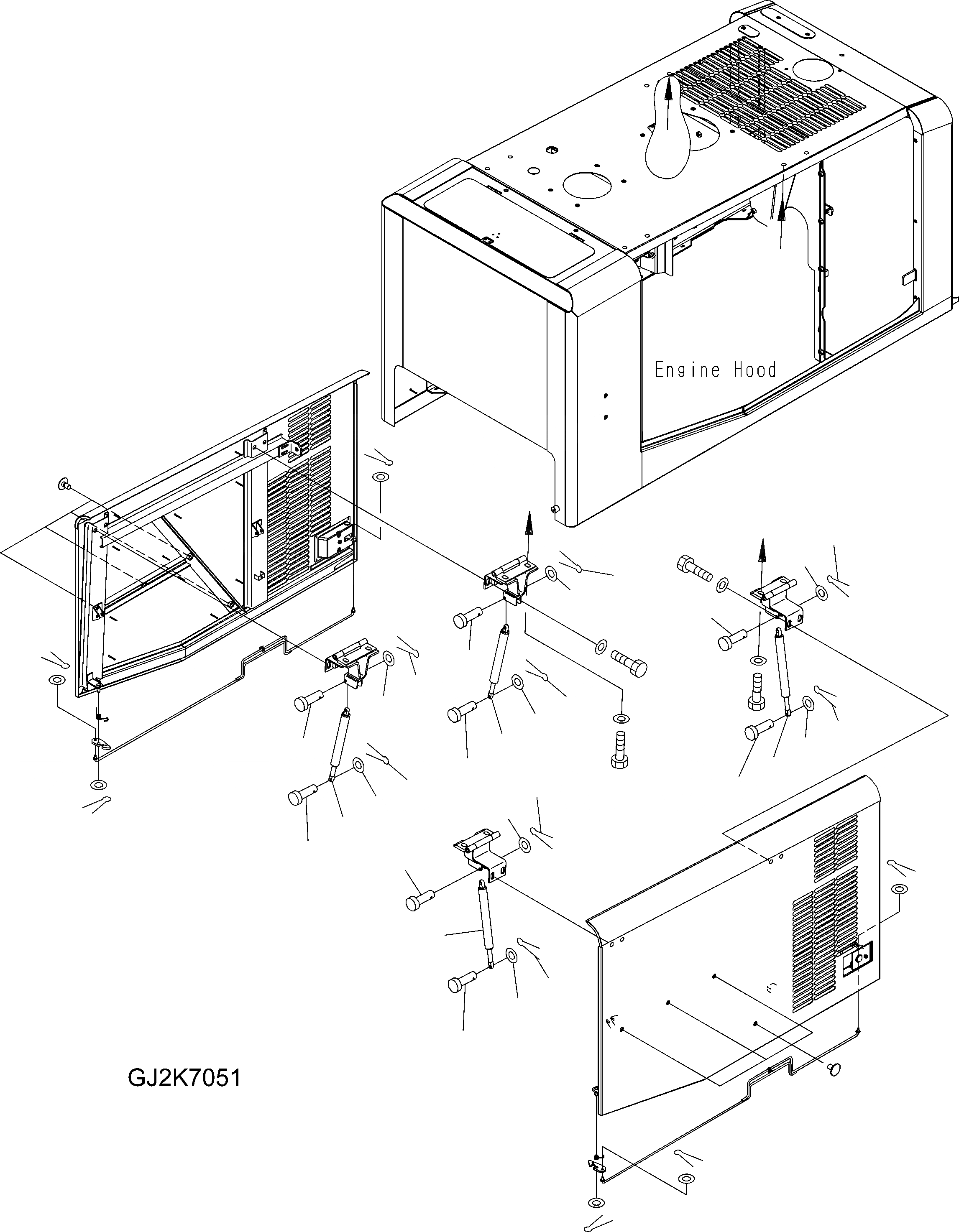 Схема запчастей Komatsu WA320PZ-6 - ЗАДН. КРЫЛО (GAS SPRING) (ПОЛН. КРЫЛО) M ЧАСТИ КОРПУСА