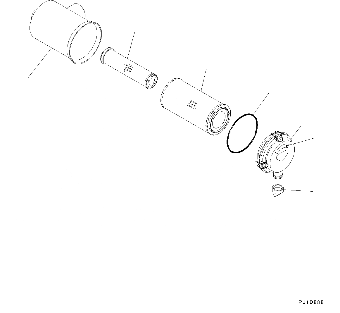 Схема запчастей Komatsu WA320PZ-6 - ВОЗДУХООЧИСТИТЕЛЬ (ВНУТР. ЧАСТИ) Y ОСНОВН. КОМПОНЕНТЫ И РЕМКОМПЛЕКТЫ