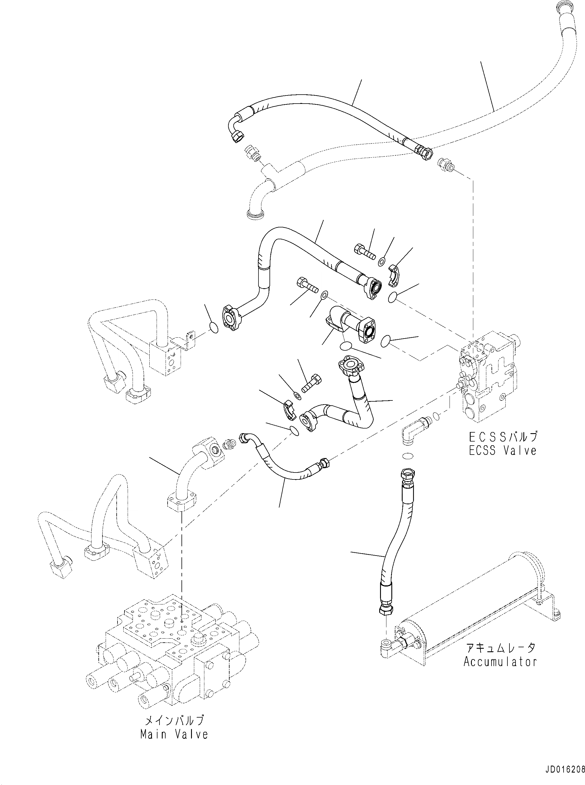 Схема запчастей Komatsu WA320PZ-6 - ГИДРОЛИНИЯ (С ECSS) (ТРУБЫ) ГИДРАВЛИКА