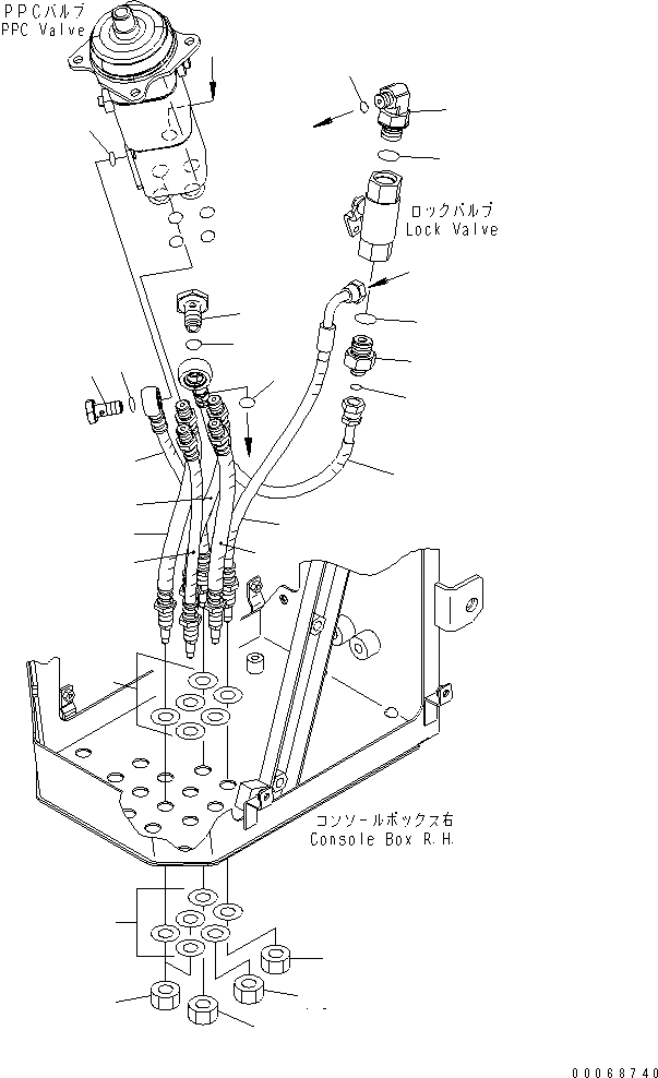 Схема запчастей Komatsu WA320PZ-6 - УПРАВЛЕНИЕ ПОГРУЗКОЙ (P.P.C. ШЛАНГИ) (ДЛЯ MONO РЫЧАГ ИЛИ MULTI FUNCTION MONO РЫЧАГ) OPERATORґS ОБСТАНОВКА И СИСТЕМА УПРАВЛЕНИЯ