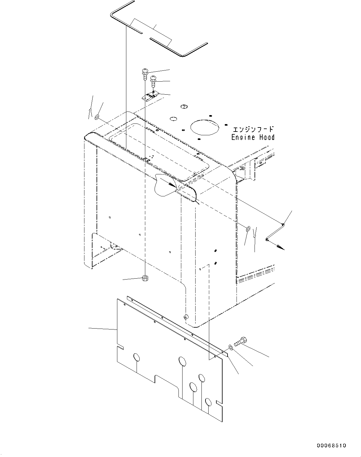 Схема запчастей Komatsu WA320PZ-6 - КАПОТ (BULKHEAD) ЧАСТИ КОРПУСАS И КРЫШКИ