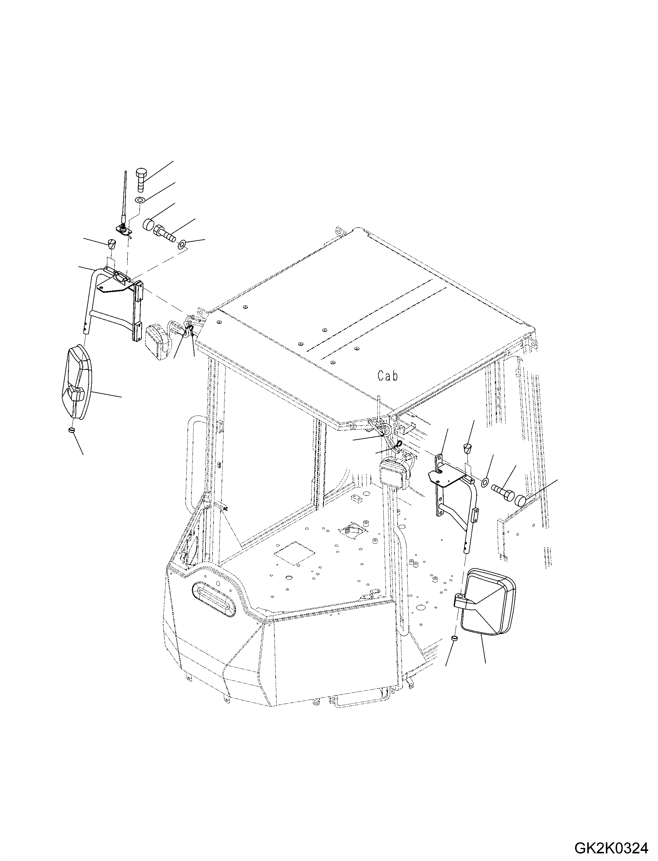 Схема запчастей Komatsu WA320PZ-6 - MIRROR ЧАСТИ КОРПУСАS И КРЫШКИ