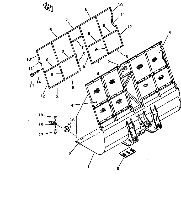 Схема запчастей Komatsu WA350-1 - РАДИО РАМА И ЧАСТИ КОРПУСА