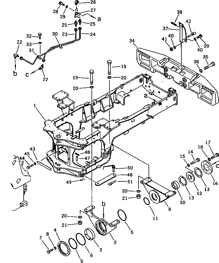 Схема запчастей Komatsu WA350-1 - ЗАДН. РАМА (TBG/ABE СПЕЦ-Я.) СПЕЦ. APPLICATION ЧАСТИ