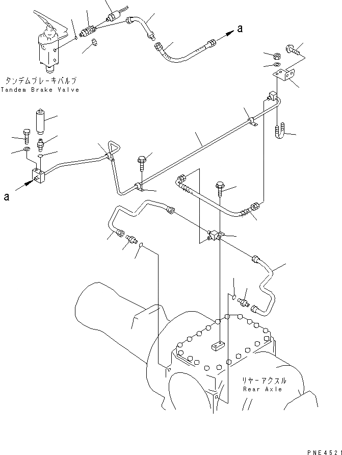 Схема запчастей Komatsu WA350-3A-S - ТОРМОЗ. МАСЛОПРОВОДЯЩАЯ ЛИНИЯ (ЗАДН. ТОРМОЗН. ГИДРОЛИНИЯ)(№-) ВЕДУЩ. ВАЛ¤ ДИФФЕРЕНЦ. И КОЛЕСА
