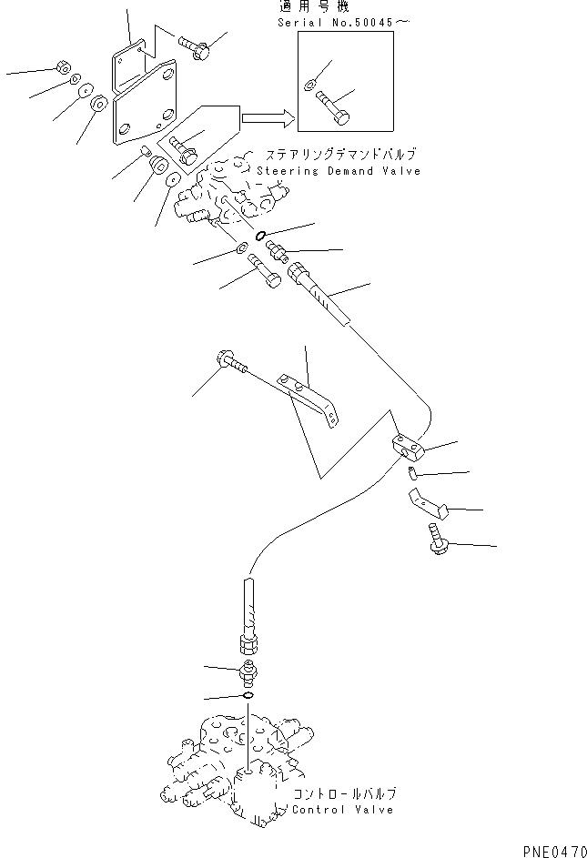 Схема запчастей Komatsu WA350-3A-S - ГИДРОЛИНИЯ (ЛИНИЯ ПЕРЕКЛЮЧАЮЩИЙ НАСОС - ОТСЕКАЮЩ. КЛАПАН) (/)    (С АВТОМАТИЧ. СМАЗКОЙ СИСТЕМА)(№-) РУЛЕВ. УПРАВЛЕНИЕ И СИСТЕМА УПРАВЛЕНИЯ