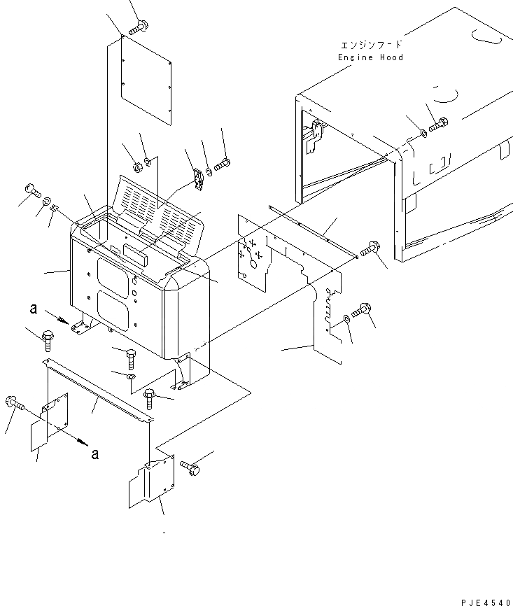 Схема запчастей Komatsu WA350-3A-S - ОТСЕК ДВИГАТЕЛЯ(БЕЗ КОНДИЦ. ВОЗДУХА)(№-) РАМА И ЧАСТИ КОРПУСА