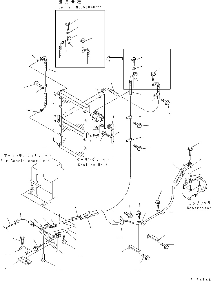 Схема запчастей Komatsu WA350-3A-S - КОМПОНЕНТЫ КОНДИЦИОНЕРА (/8) (ЛИНИЯ КОМПРЕССОРА)(№-) РАМА И ЧАСТИ КОРПУСА