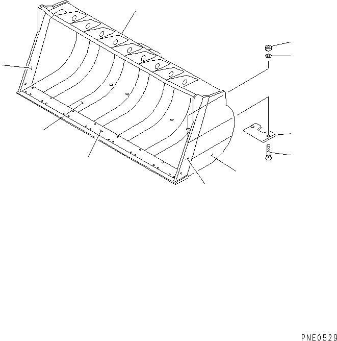 Схема запчастей Komatsu WA350-3A-S - КОВШ¤ .M (С РЕЖУЩ. КРОМКОЙ НА БОЛТАХ¤ .8M)(№-) РАБОЧЕЕ ОБОРУДОВАНИЕ