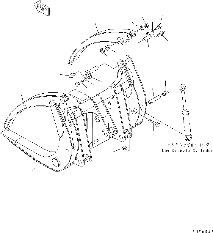 Схема запчастей Komatsu WA350-3A-S - ВЫСОК. ЕМК. ЗАХВАТ ДЛЯ БРЕВЕН(№-) РАБОЧЕЕ ОБОРУДОВАНИЕ