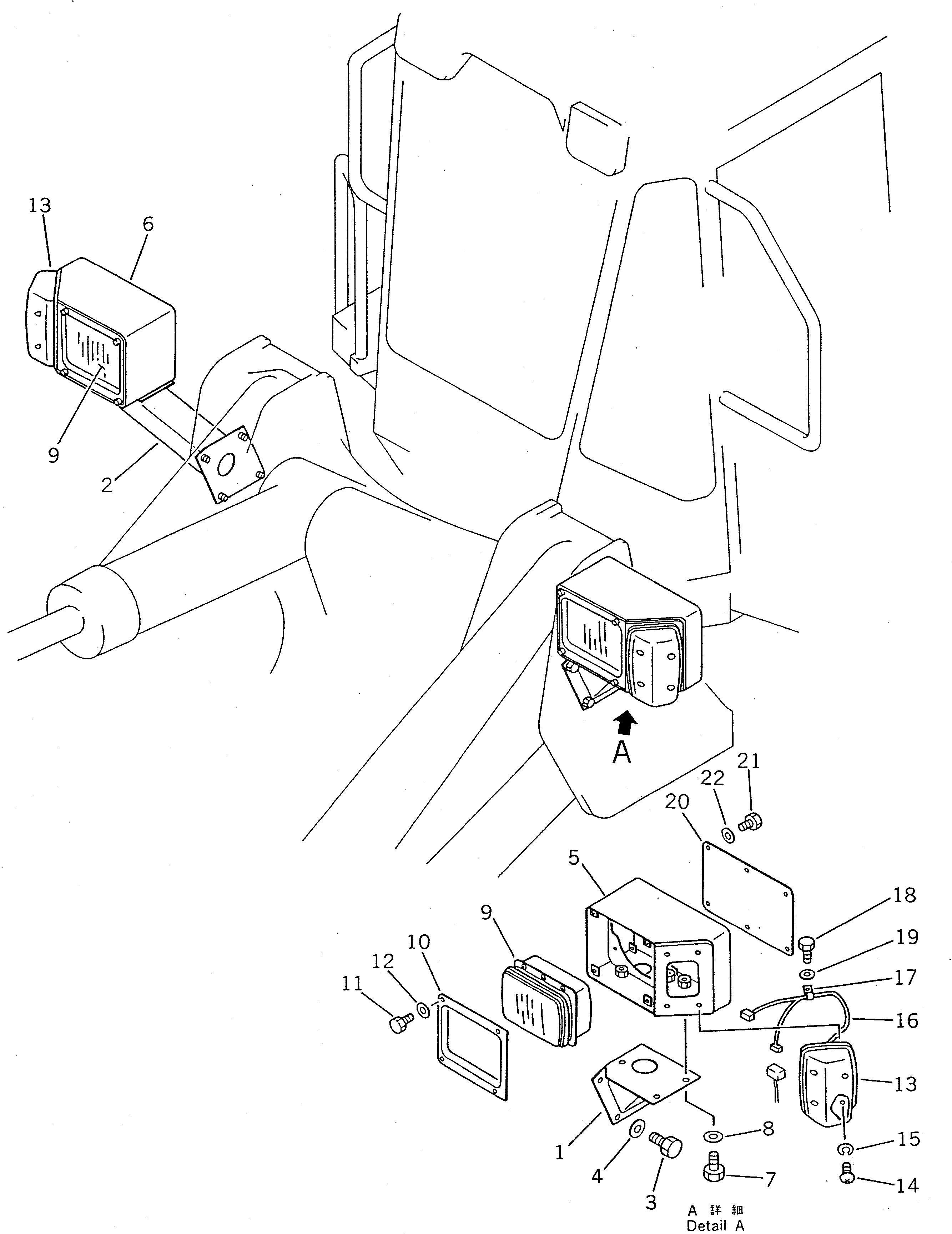 Схема запчастей Komatsu WA350-1 - ЭЛЕКТРИКА (ПЕРЕДН. ОСВЕЩЕНИЕ)(№-9999) КОМПОНЕНТЫ ДВИГАТЕЛЯ И ЭЛЕКТРИКА