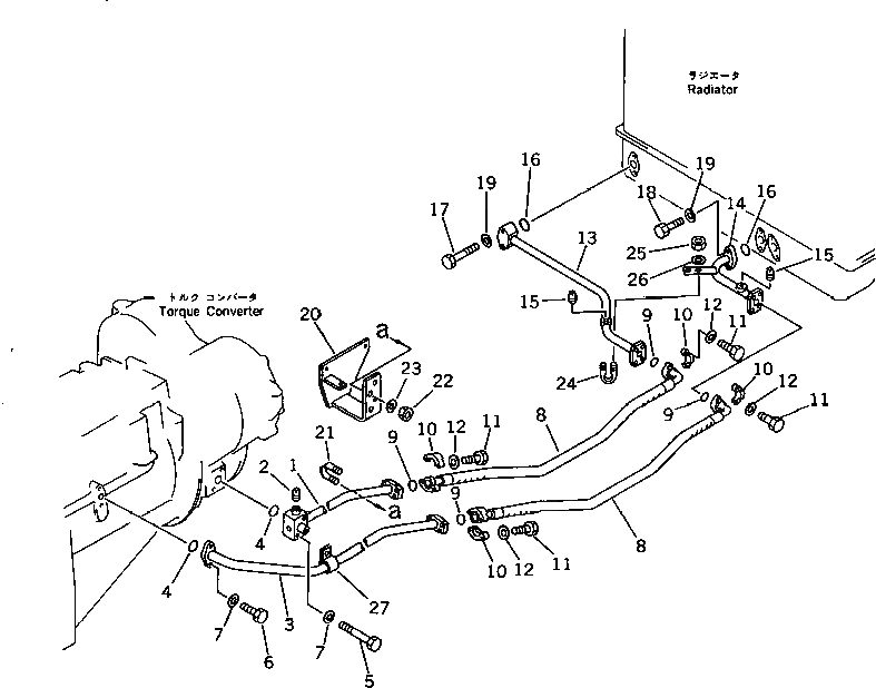 Схема запчастей Komatsu WA350-1 - ТОРКФЛОУ ТРУБЫ (/)(№-9999) ТРАНСМИССИЯ