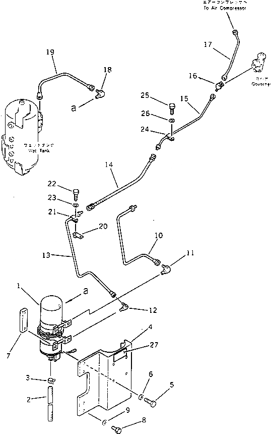 Схема запчастей Komatsu WA350-1 - ВОЗД. ВЛАГООТДЕЛИТЕЛЬ ТРУБЫ(№-9999) ВЕДУЩ. ВАЛ¤ ДИФФЕРЕНЦ. И КОЛЕСА