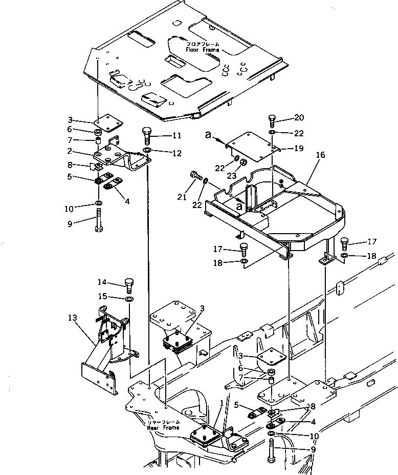 Схема запчастей Komatsu WA350-1 - ПОЛ СУППОРТ(№-9999) РАМА И ЧАСТИ КОРПУСА