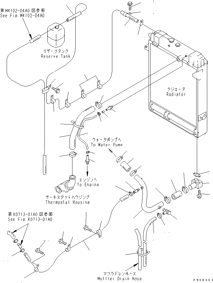 Схема запчастей Komatsu WA350-3A-TN - РАДИАТОР (СИСТЕМА ТРУБ РАДИАТОРА) (С ТАХОГРАФОМ)(№-) СИСТЕМА ОХЛАЖДЕНИЯ