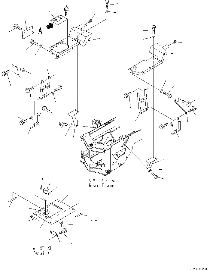 Схема запчастей Komatsu WA350-3A-TN - ЗАДН. КРЫЛО И ЛЕСТНИЦА (ТУННЕЛЬН. СПЕЦ-Я.) ЧАСТИ КОРПУСА