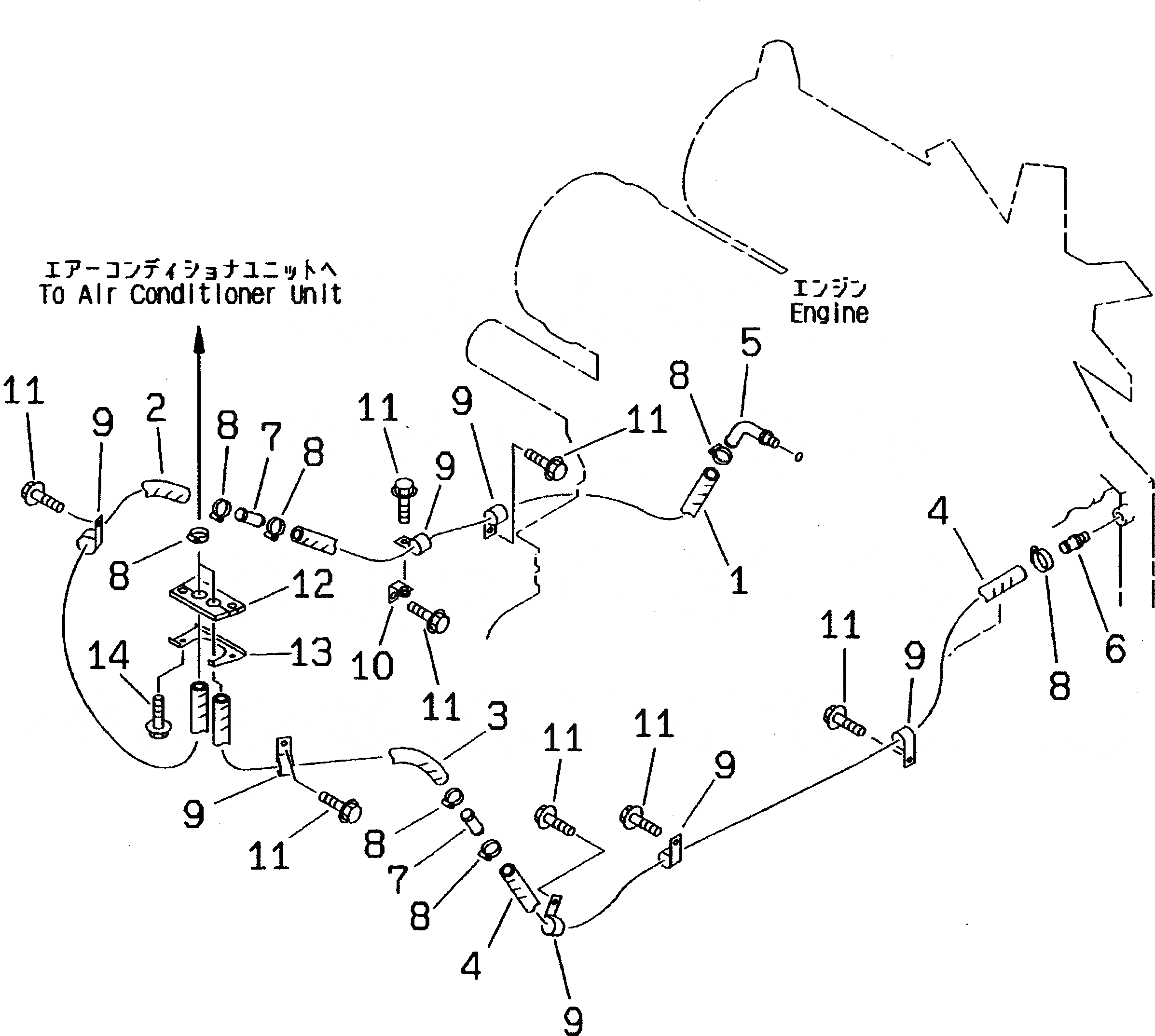 Схема запчастей Komatsu WA350-3A-SW - ЧАСТИ ОБОГР-ЛЯ (/) (ГИДР. ПРОВОД. ОБОГРЕВАТЕЛЯ)          (С КАБИНОЙ ДЛЯ 2 ЧЕЛ.)(№-) РАМА И ЧАСТИ КОРПУСА