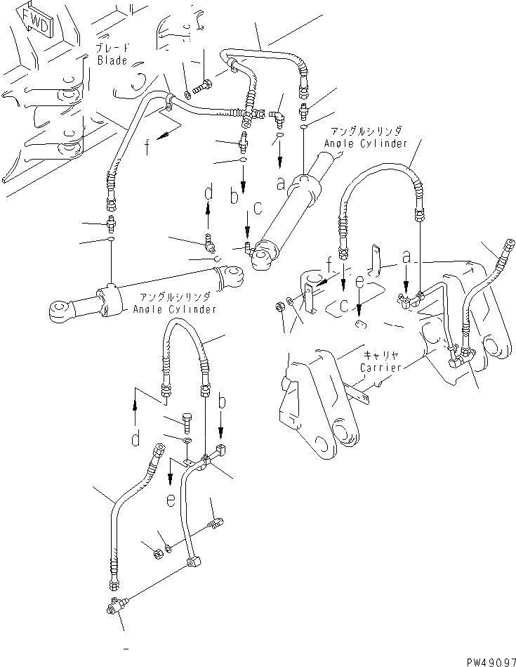 Схема запчастей Komatsu WA350-3A-SW - PITCH И ANGLE SNOW PНИЗ. (/) (ЦИЛИНДР НАКЛОНА ЛИНИЯ)(№-) СПЕЦ. APPLICATION ЧАСТИ