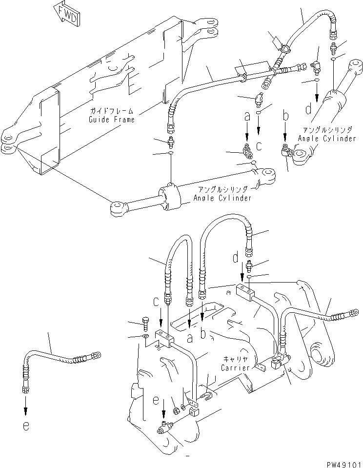 Схема запчастей Komatsu WA350-3A-SW - БОКОВ. СДВИГ¤ PITCH И ANGLE SNOW PНИЗ. (/) (ЦИЛИНДР НАКЛОНА ЛИНИЯ)(№-) СПЕЦ. APPLICATION ЧАСТИ