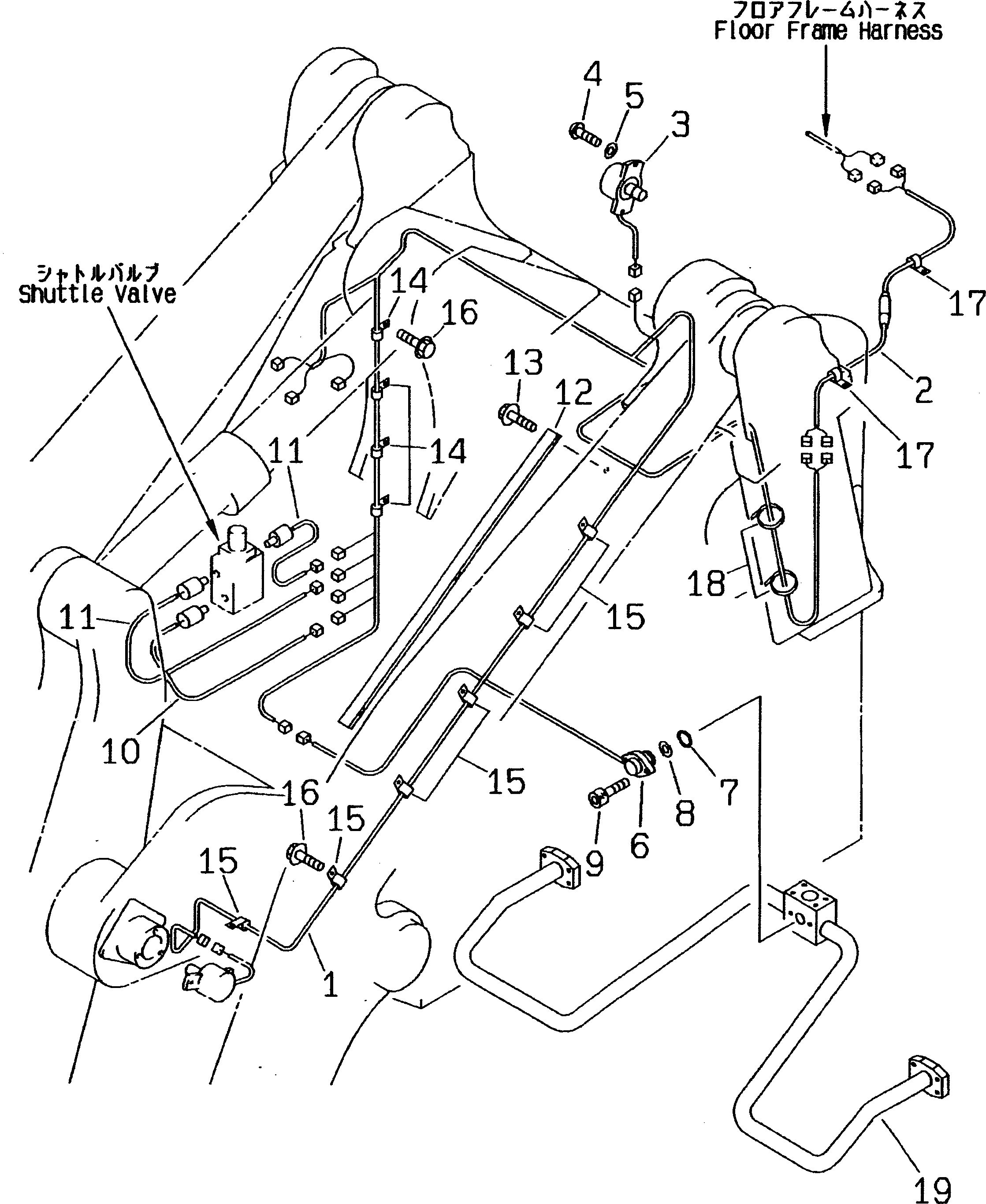 Схема запчастей Komatsu WA350-3-X - ЭЛЕКТРИКА (УДАЛЕНН. ПОЗИЦИОНЕР КОВШАСИСТЕМА ЛИНИЯ) (/)  (ПЕРЕДН. РАМА)(№-) КОМПОНЕНТЫ ДВИГАТЕЛЯ И ЭЛЕКТРИКА