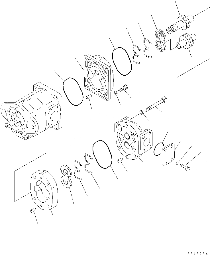 Схема запчастей Komatsu WA350-3-X - ТРАНСМИССИЯ (ГИДР. НАСОС.) (/)(№-) ТРАНСМИССИЯ