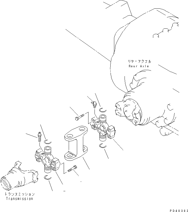 Схема запчастей Komatsu WA350-3-X - ВЕДУЩ. ВАЛ (ЗАДН.)(№-) ВЕДУЩ. ВАЛ¤ ДИФФЕРЕНЦ. И КОЛЕСА