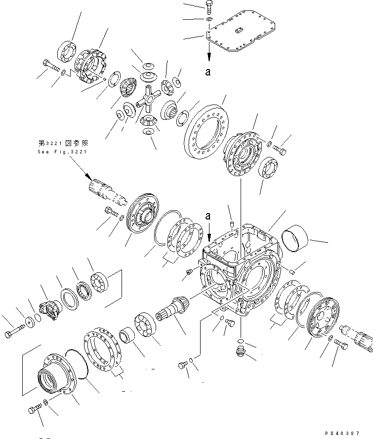 Схема запчастей Komatsu WA350-3-X - ЗАДНИЙ ДИФФЕРЕНЦИАЛ(№-) ВЕДУЩ. ВАЛ¤ ДИФФЕРЕНЦ. И КОЛЕСА