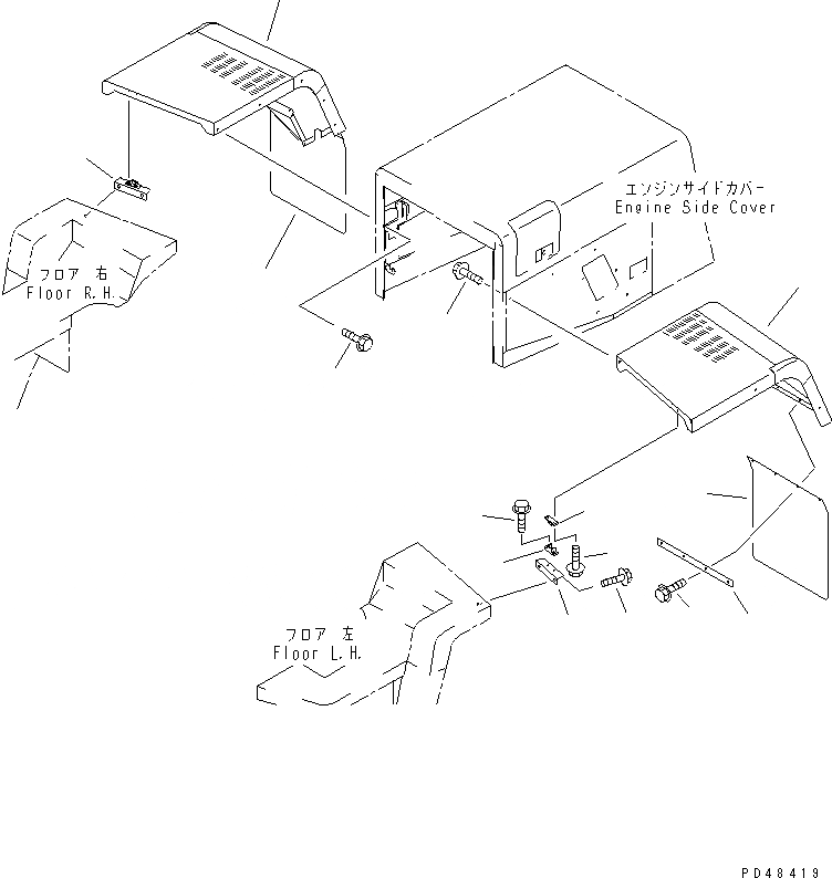 Схема запчастей Komatsu WA350-3-X - ЗАДН. ПОЛН. КРЫЛО(№-) РАМА И ЧАСТИ КОРПУСА