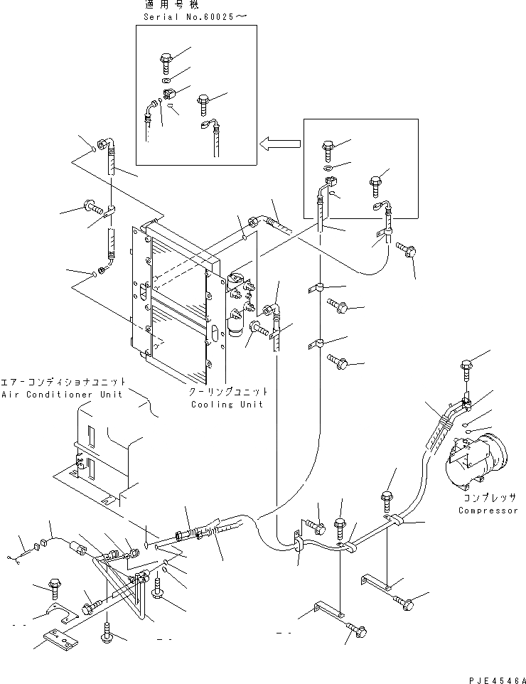 Схема запчастей Komatsu WA350-3-X - КОМПОНЕНТЫ КОНДИЦИОНЕРА (/8) (ЛИНИЯ КОМПРЕССОРА)(№-) РАМА И ЧАСТИ КОРПУСА
