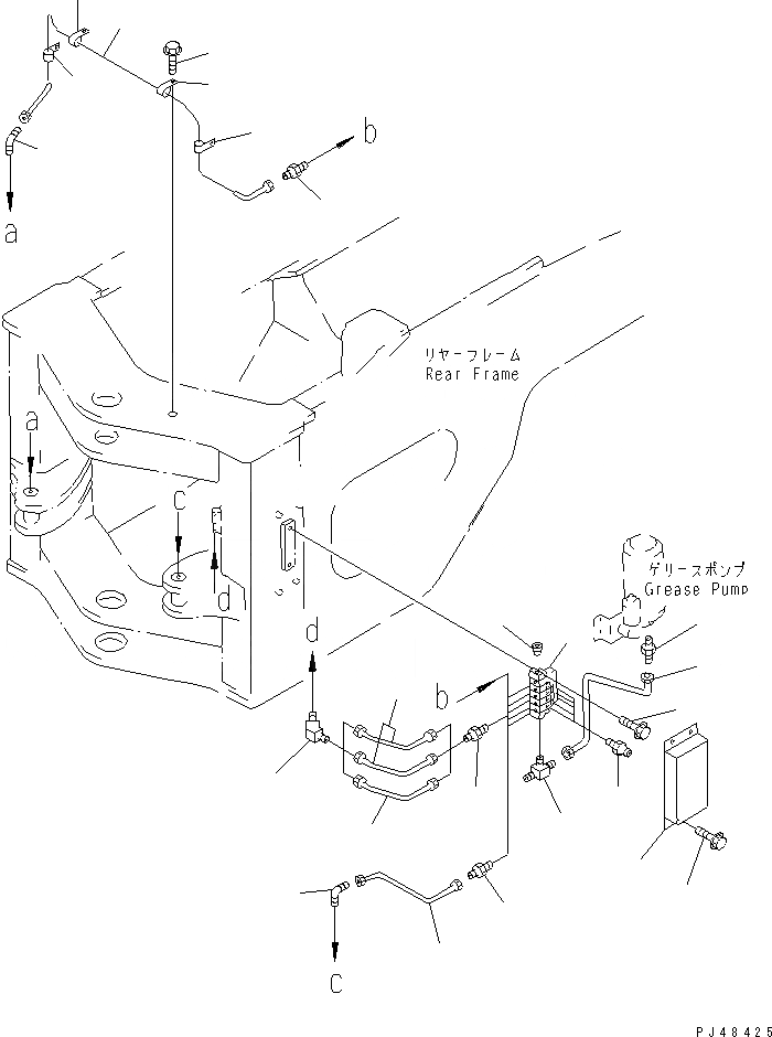 Схема запчастей Komatsu WA350-3-X - АВТОМАТИЧ. СМАЗ. СИСТЕМА ЗАДН. РАМА(№-) РАМА И ЧАСТИ КОРПУСА