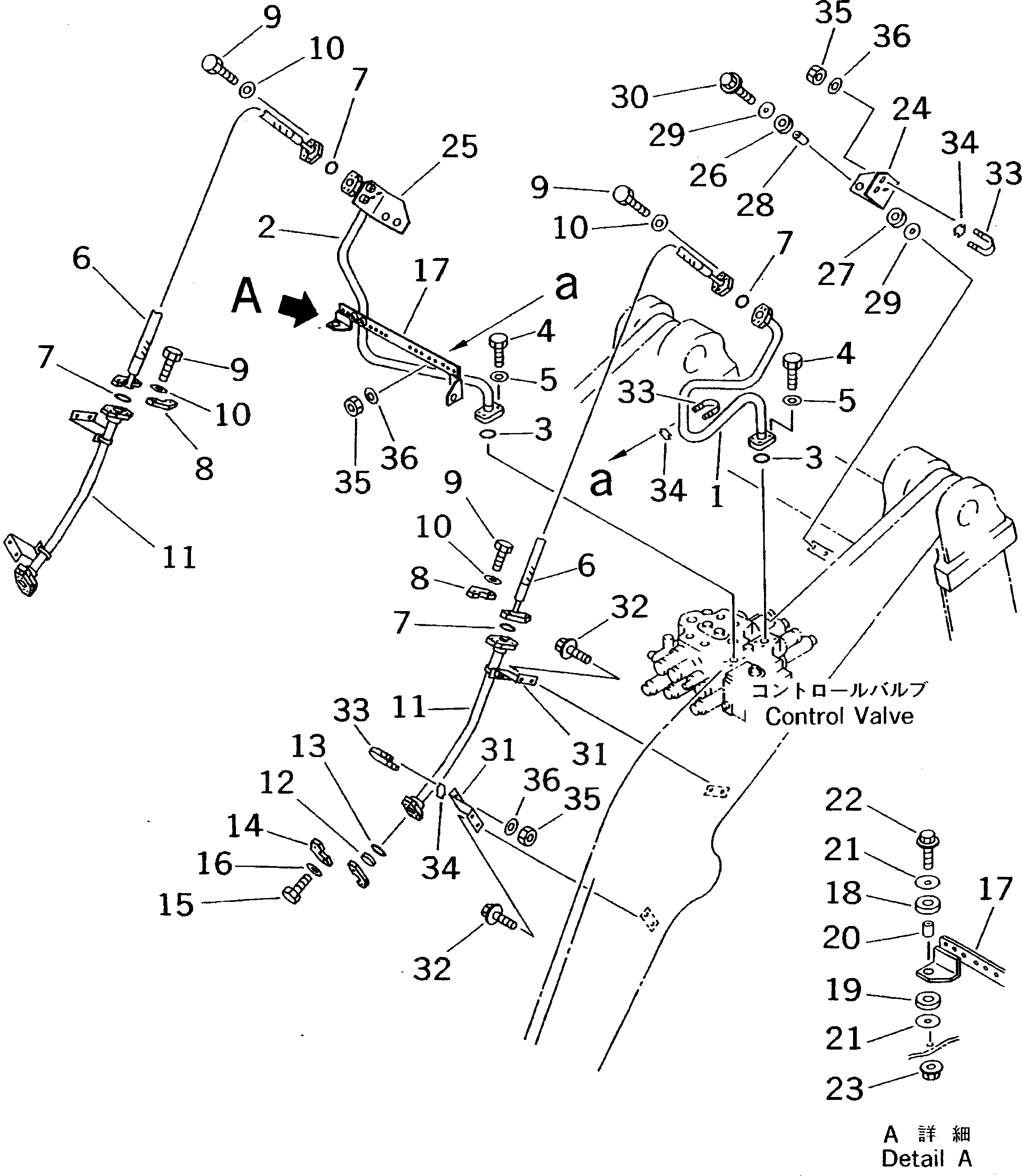 Схема запчастей Komatsu WA350-3-X - ГИДРОЛИНИЯ (ЛИНИЯ НАВЕСН. ОБОРУД-Я) (С 3-Х СЕКЦИОНН. УПРАВЛ-Е  КЛАПАН)(№-) УПРАВЛ-Е РАБОЧИМ ОБОРУДОВАНИЕМ