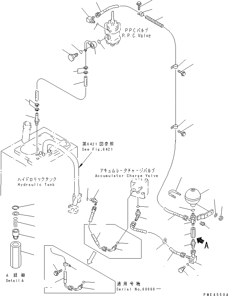Схема запчастей Komatsu WA350-3-X - ГИДРОЛИНИЯ (КЛАПАН PPCЛИНИЯ) (/) (КЛАПАН АККУМУЛЯТОРАTO PPC КЛАПАН)(№-) УПРАВЛ-Е РАБОЧИМ ОБОРУДОВАНИЕМ