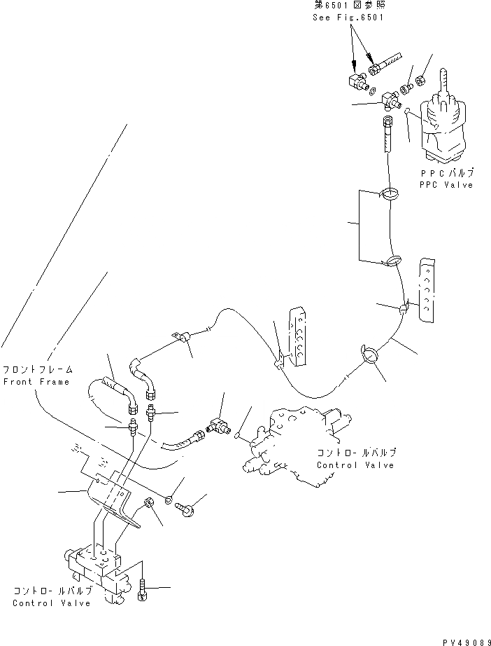 Схема запчастей Komatsu WA350-3-X - ГИДРОЛИНИЯ (СОЕДИНИТ. УСТР-ВО) (/)(№-) УПРАВЛ-Е РАБОЧИМ ОБОРУДОВАНИЕМ