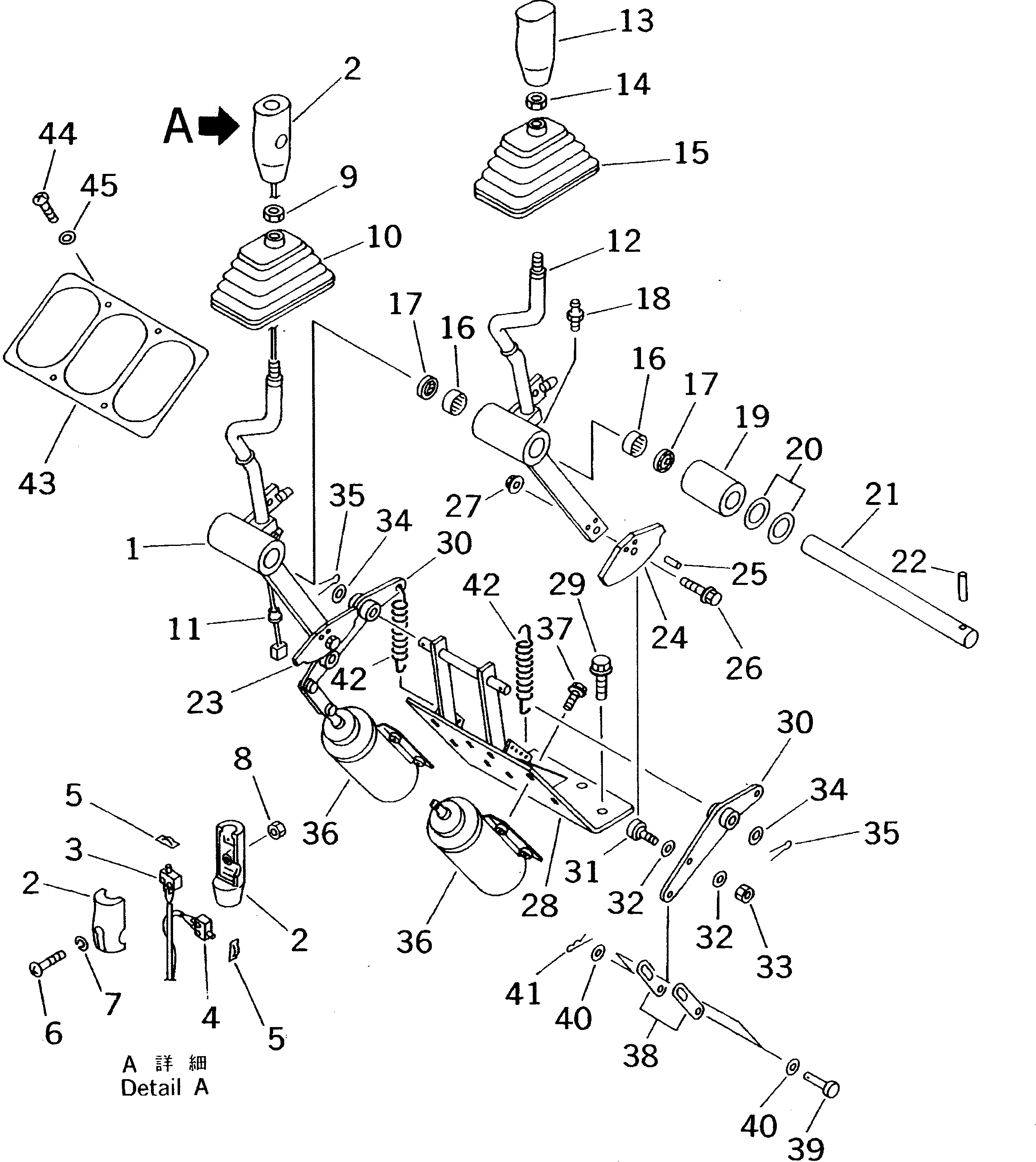Схема запчастей Komatsu WA350-3-X - РЫЧАГ УПРАВЛЕНИЯ РАБОЧИМ ОБОРУДОВАНИЕМ(№-) УПРАВЛ-Е РАБОЧИМ ОБОРУДОВАНИЕМ
