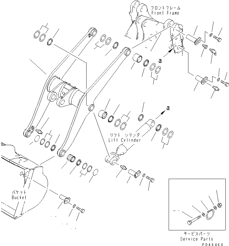 Схема запчастей Komatsu WA350-3-X - РУКОЯТЬ (С M.D.C. МОНИТОР)(№-) РАБОЧЕЕ ОБОРУДОВАНИЕ