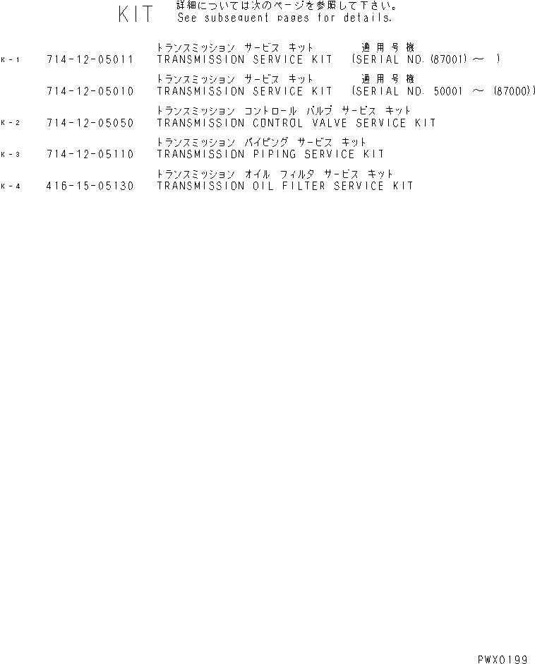 Схема запчастей Komatsu WA350-3-X - КОМПЛЕКТ (ТРАНСМИССИЯ)(№-) МАРКИРОВКА¤ ИНСТРУМЕНТ И РЕМКОМПЛЕКТЫ